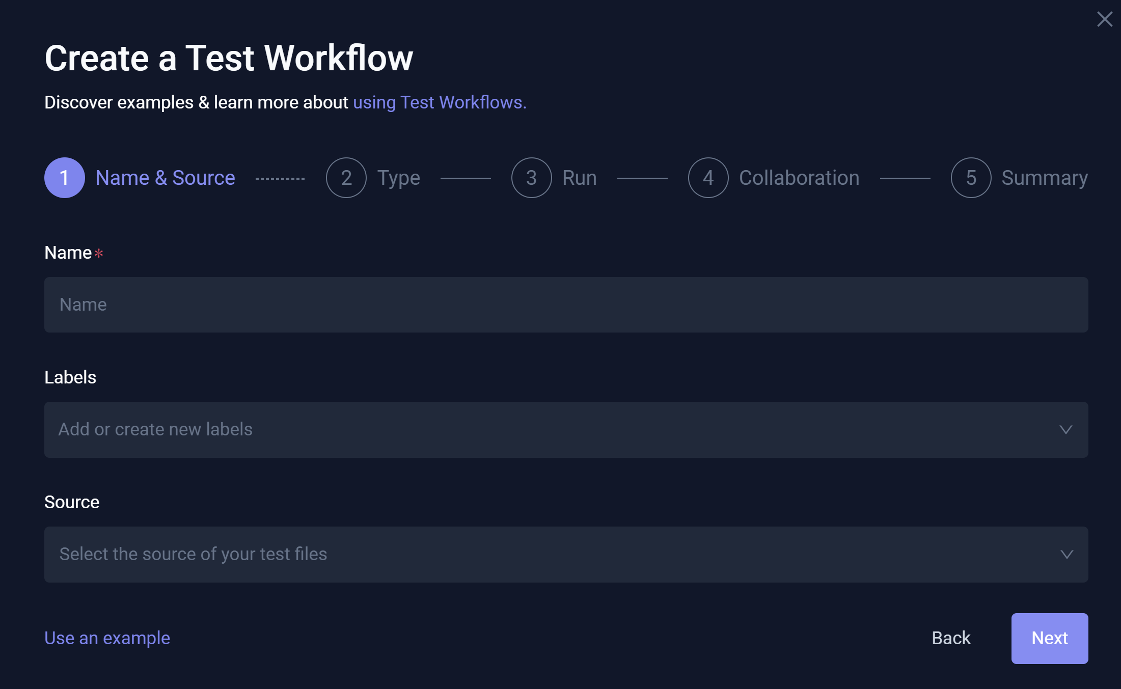 Workflow Wizard - Name & Source
